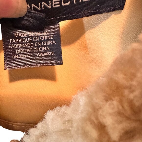 French Connection Size XL Vegan Leather Zipper Waistline  Jacket Sherpa Collar - Picture 7 of 12